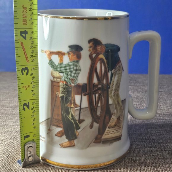 Vintage Norman Rockwell Mug 1985 River Pilot Coffee Cup 12 Ounce - Picture 10 of 13